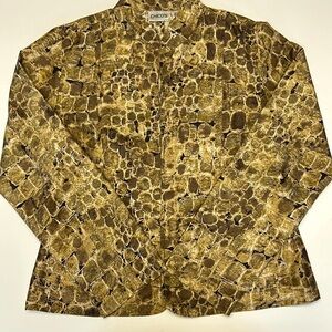 Chico’s 100% Silk Animal Print Long Sleeve Jacket Size M (Chico’s Size 1)